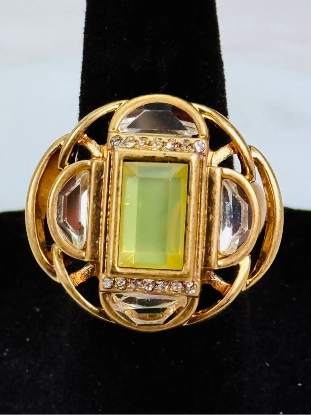 Vintage Leah, Sophia, brasstone, compass ring size 5 3/4